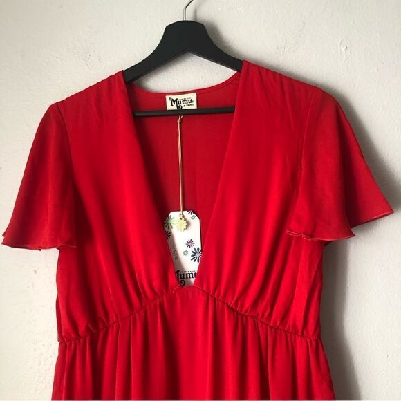 Show me your mumu NWT red babydoll cut mini dress or tunic flowing sleeves XS - Picture 6 of 11